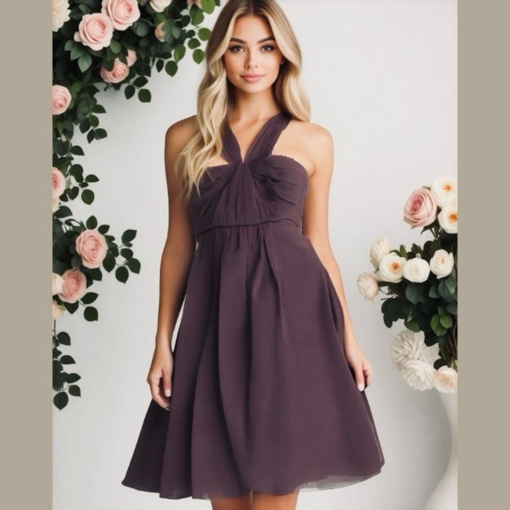 David's Bridal Plum Dress Size 2